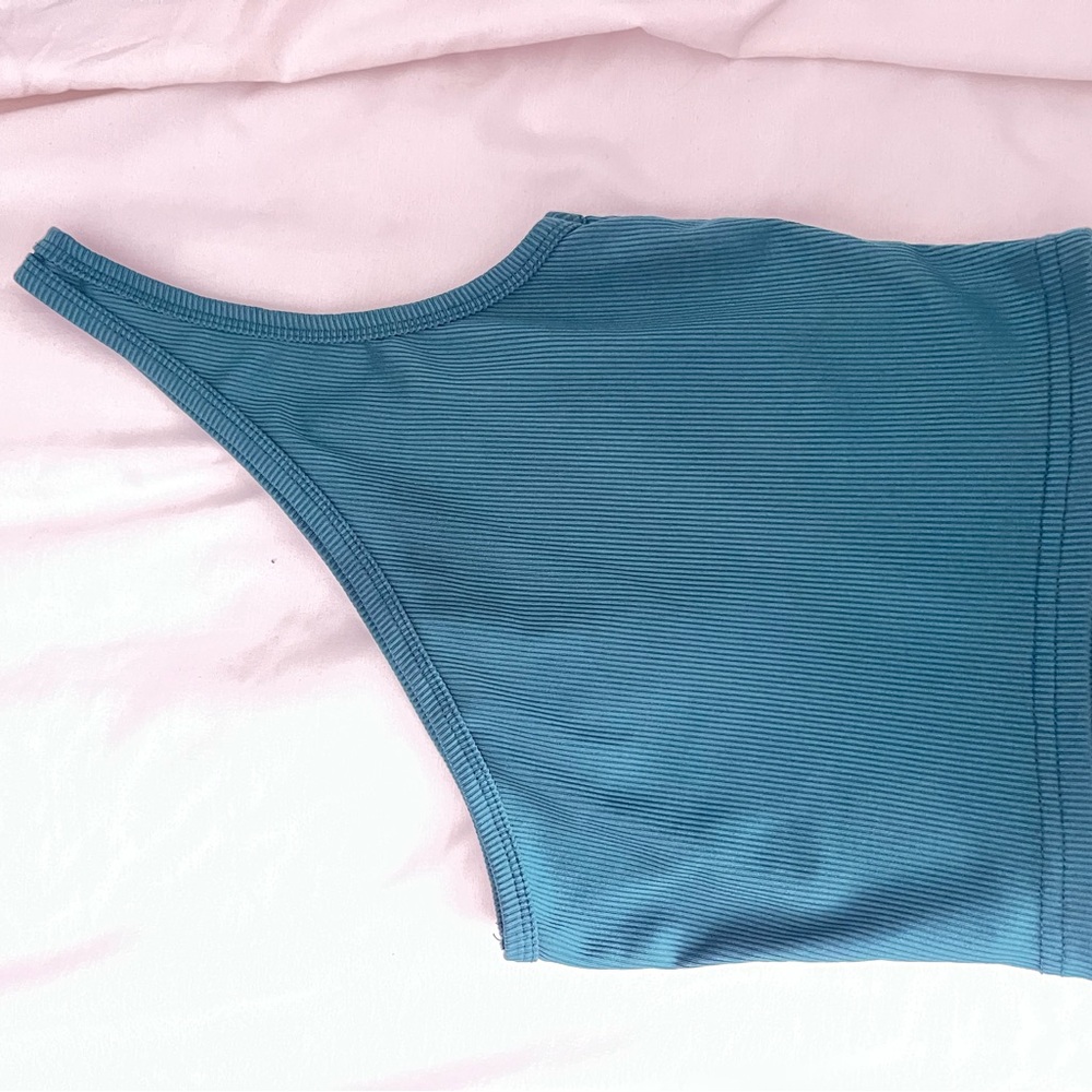 Teal Ribbed Women's one shoulder Top